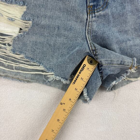 Hot Topic Blue Jean Shorts with Skull Embroidery - Picture 6 of 11